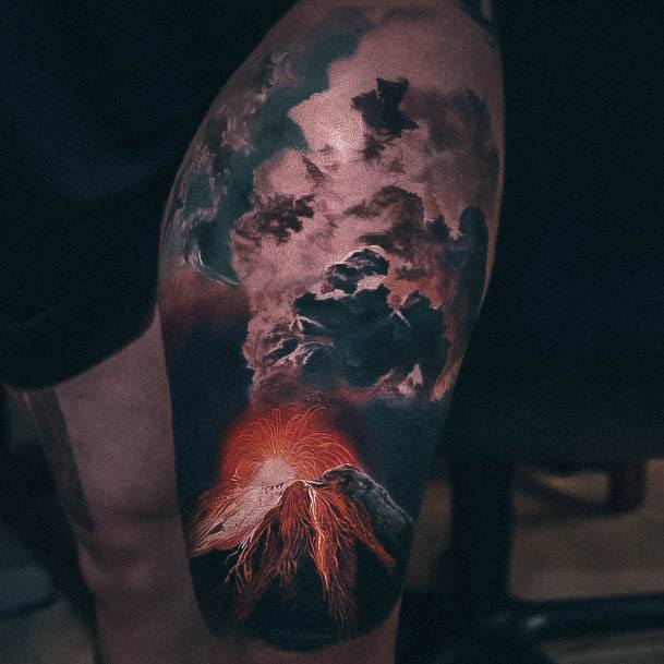 Realistic Volcano Tattoos