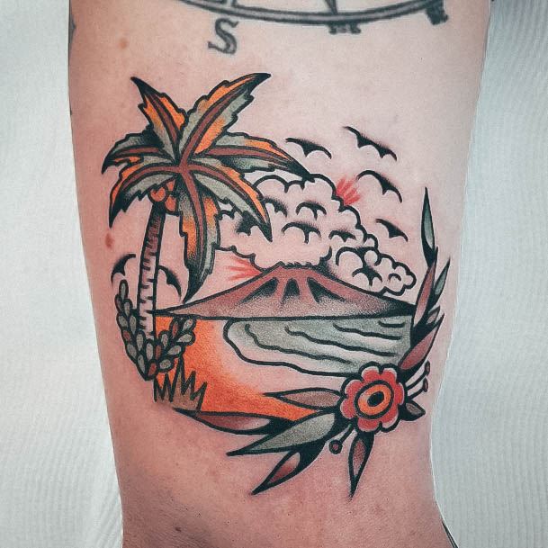 Traditional Volcano Tattoos